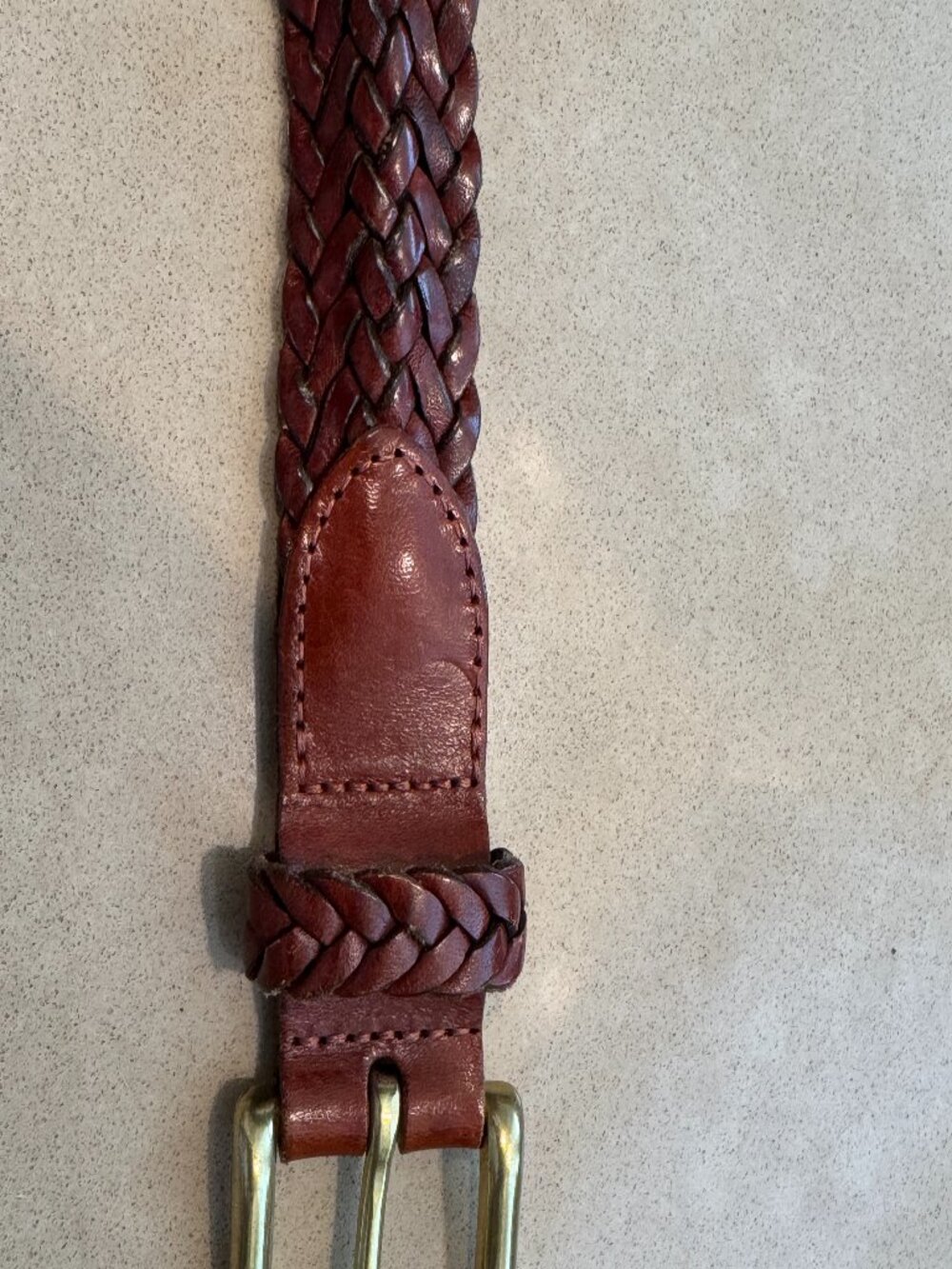 COACH Braided leather belt- medium brown - 42" - Picture 2 of 7